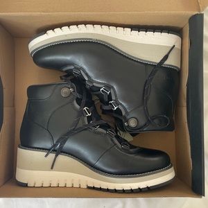 Cole Haan lace up wedge bootie